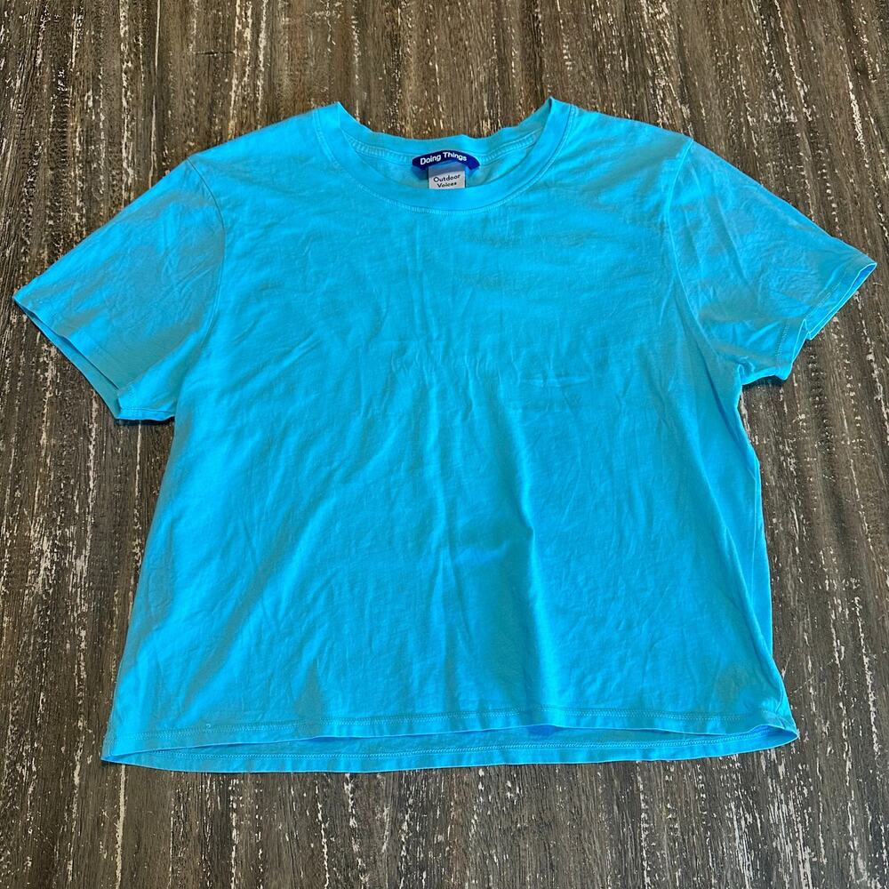 Outdoor Voices Crewneck 100% Cotton Lightweight T-Shirt Light Blue Womens Size M
